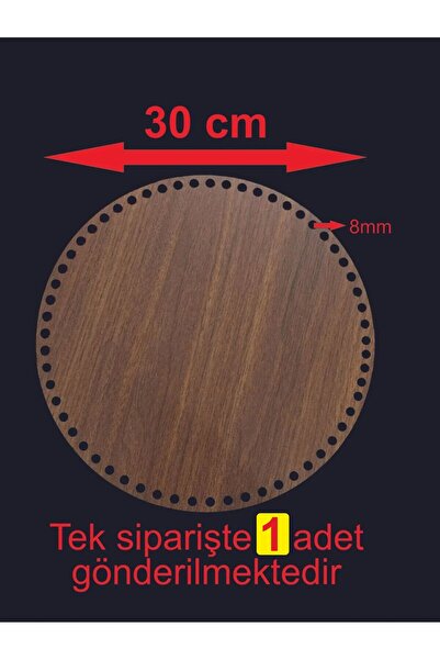 Ahşap Ceviz 30 Cm 1 Ad Bambu Tepsi Örgü Plakası Supla Delikli Altlık Tığ Taban Işi Sepet Tabanı