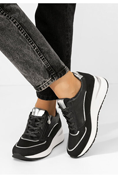 B T Shoes Černé dámské tenisky na klínku Corey