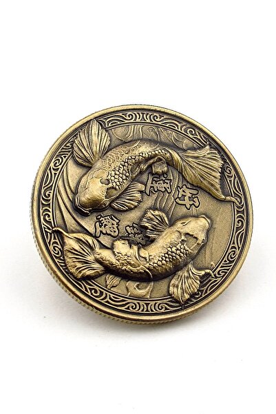 Solfera Koi Fish Kabartma Japon Balığı Talih İyi Şans Coin Metal Para CP061