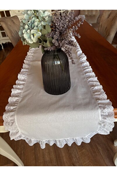 NURGİTA HOME 100% бавовна, натуральний льон, фістовий, з рюшами, овальний бігунок (40X110) БІЛИЙ