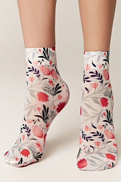 Conte Elegant Șosete amuzante 1/2 cu imprimeu «Flori minunate», Conte Fantasy 262 - Multicolor, 36-39 (23-25)