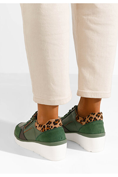 B T Shoes Zelené kožené dámské sneakersy Imari