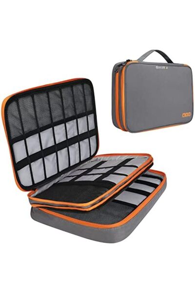 Generic منظم ملحقات إلكترونية للسفر، حقيبة يد كوكيا كبيرة الحجم لتخزين الكابلات