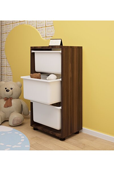 Golden Bark Practical 3-drawer brown wooden storage cabinet for bedroom and living room