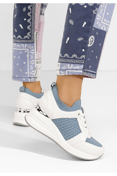 B T Shoes Bílé dámské tenisky na klínku Ellsa