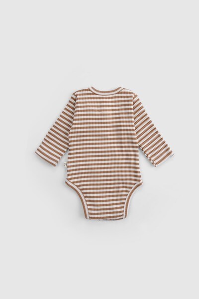 Little Gusto Modal Baby Body Long Sleeve Brown Bodysuit with Adjustable Snaps