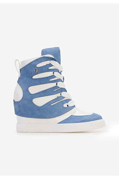 B T Shoes Modré dámské tenisky na klínku Kaia