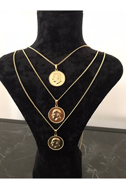 shop قلادة أتاتورك من الفولاذ المقاوم للصدأ بلون ذهبي متين مع سلسلة طويلة سمي...