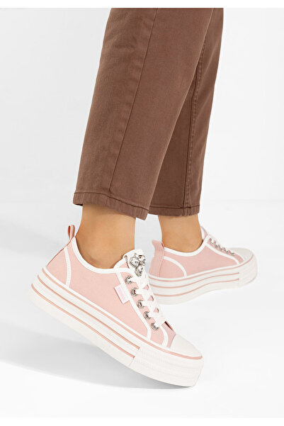 B T Shoes Ružové dámské plátěné tenisky Charita