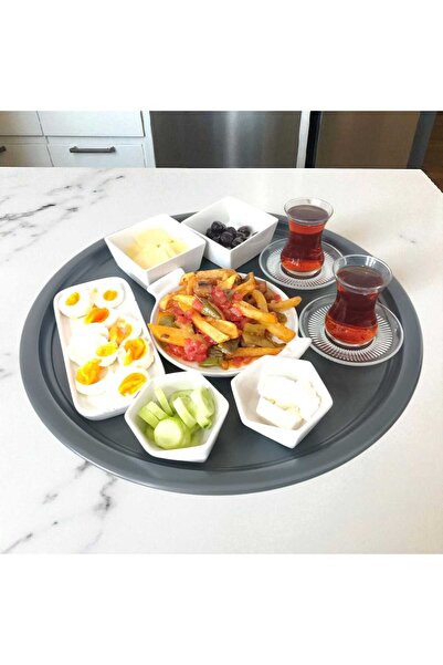 EceAksesuar صينية طعام من الفولاذ المقاوم للصدأ مقاس 45 سم، صينية إفطار