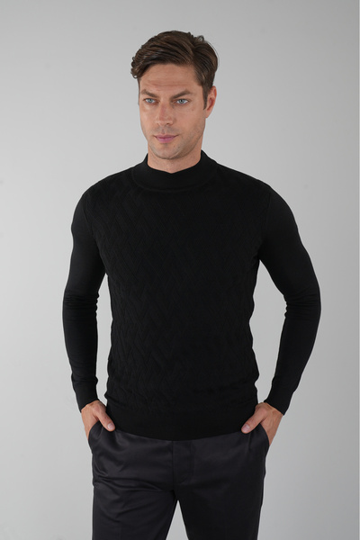 Bisse TR 23203 YARIM BALIKÇI ÖN JAKAR TRİKO Sıyah