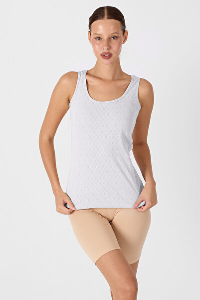 Malabadi Women's White 3-Piece Thick Strap 100% Cotton Jacquard Undershirt 3m354