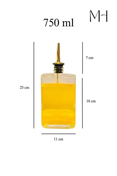 Reoona Gold Kapaklı, 750ml Otantik Ve Şık Cam Yağdanlık , Sızdırmaz,sağlıklı