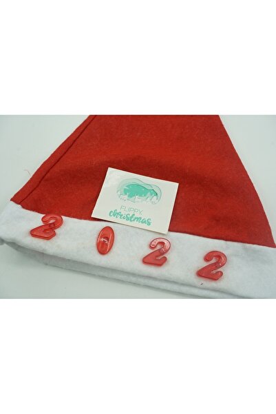 Flippy Santa Hat with '2022' Inscription and LED, Red, One Size, Polyester