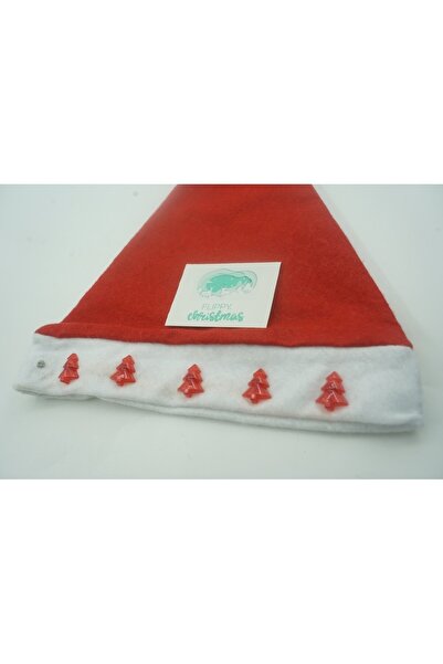 Flippy Santa Hat with Mini Fir Trees, LED and Music, Red, One Size, Polyester
