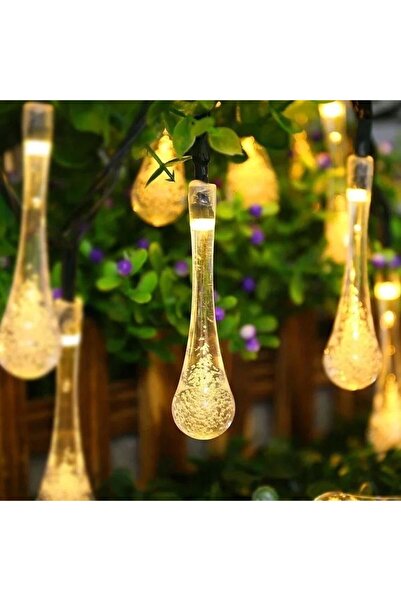 Flippy Christmas Light String (Droplet), 30 LEDs, 6.5 m, Warm White, Solar, Light Sensor,