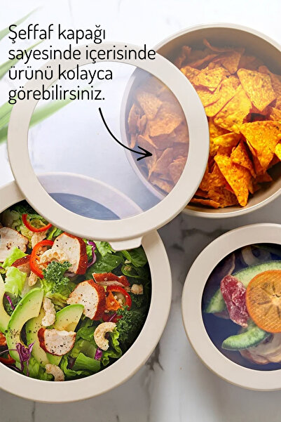 Nandy Home Set de 3 recipiente de depozitare cu capac moale, compatibile cu cuptorul cu microunde și cu congelatorul - 1500-2500-4000 ml.