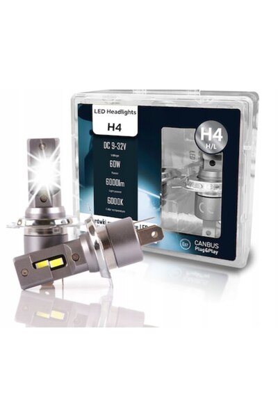 OEM Set 2 becuri auto LED H4, 60W, 6000K, 6000Lm, 12V, Plug & Play, Canbus