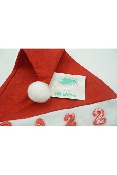 Flippy Santa Hat with '2022' Inscription and LED, Red, One Size, Polyester