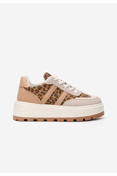 B T Shoes Leopardí dámské tenisky na klínku Prudensa