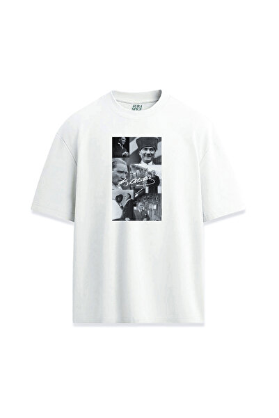 Darkia تي شيرت مطبوع بتصميم كولاج خاص من مصطفى كمال أتاتورك للجنسين