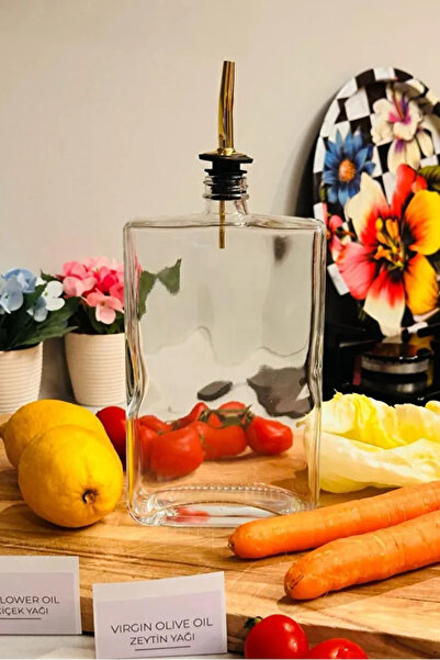 Reoona Gold Kapaklı, 750ml Otantik Ve Şık Cam Yağdanlık , Sızdırmaz,sağlıklı