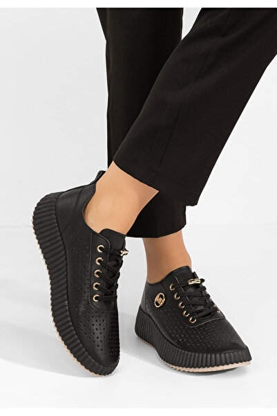 B T Shoes Černé dámské tenisky na klínku Marlena