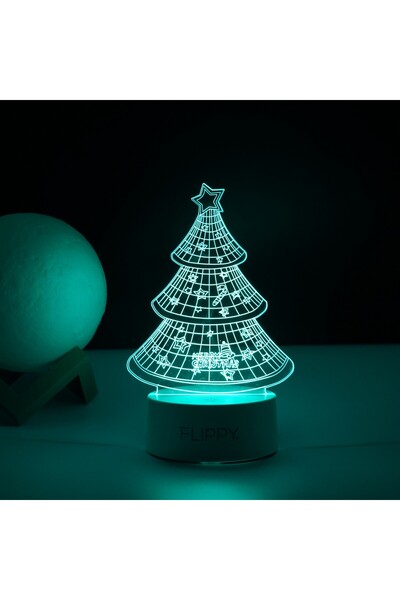 Flippy 3D Decorative LED Lamp - Christmas Tree, Acrylic, Multicolor, White