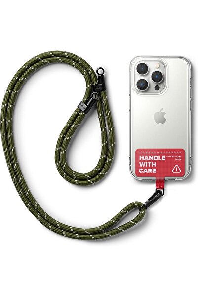 Ringke حزام حامل مصمم لحزام الكاميرا وحزام الهاتف | كاكي/أبيض (أحمر مشمع)