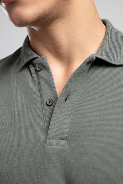 Lee Cooper Newblend Men's Polo Neck Sweatshirt Olive