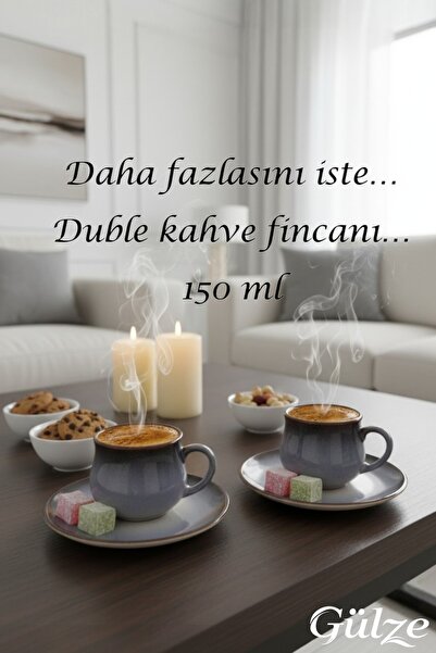GÜLZE 2 Persons (4 Pieces) Nova Double Coffee Cup (9 Different Colors, 100% Handmade, Special Design)