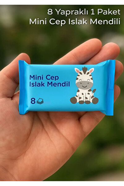 MİMOZA PARK 1 Paket 8 Yapraklı Mini Cep Islak Mendili | Mavi