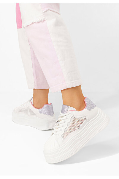 B T Shoes Bílé dámské tenisky na platformě Particia V3