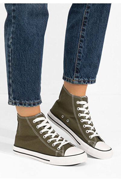 B T Shoes Zelené dámské plátěné tenisky Cassara