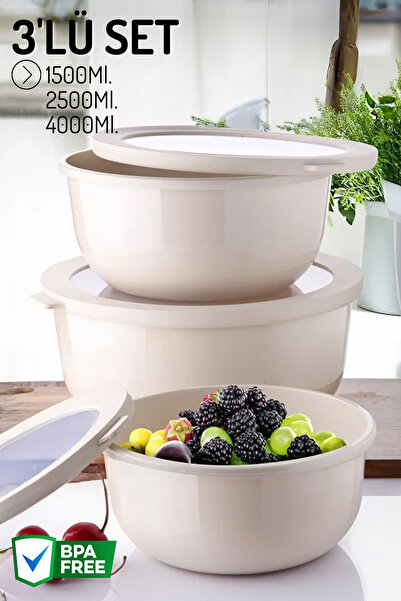 Nandy Home Set of 3 Microwave and Freezer Compatible Storage Containers with Soft Lids - 1500-2500-4000ml.