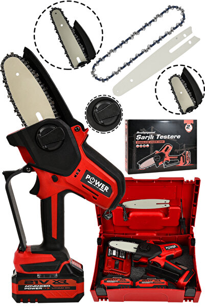 POWER BLACK Power Kömürsüz Motor Şarjlı El Testeresi Ağaç Odun Dal Kesme Buda...