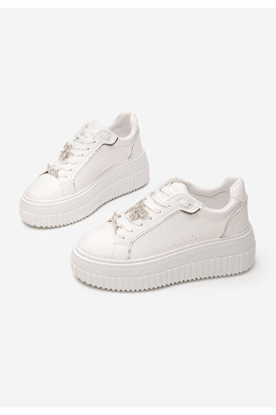 B T Shoes Bílé dámské tenisky na platformě Laureena V2