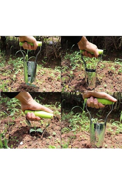 Flippy Agricultural Cylindrical Transplanter, Flippy, Steel and Plastic, 6 cm Diameter, Flexible Handle, 23