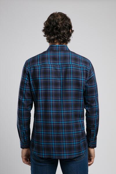 Lee Cooper Jamie Erkek Dokuma Gömlek Lacivert-Sax Ekose