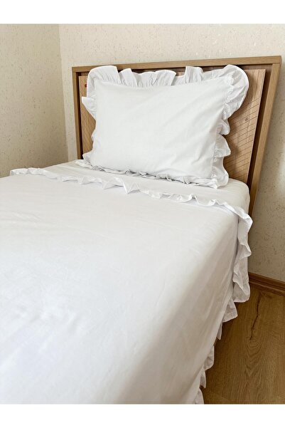 PELİNDEN Ruffled, Single Duvet Cover Set 100% Cotton (Without Sheets) 160X220 cm