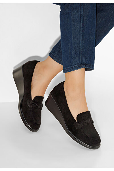 B T Shoes čierne dámske mokasíny na platforme Cala V2