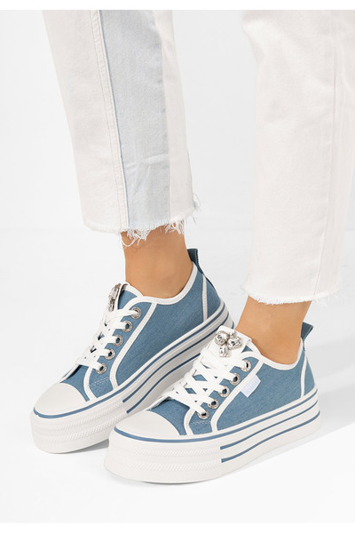 B T Shoes Modré dámské plátěné tenisky Charita