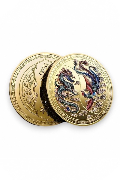Solfera Ejderha Ve Anka Kuşu Denge Ve Mutluluk Sembolü Metal Para CP072