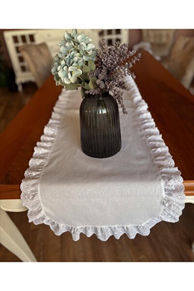 NURGİTA HOME 100% бавовна, натуральний льон, фістовий, з рюшами, овальний бігунок (40X110) БІЛИЙ