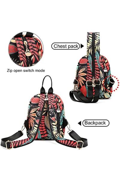 Generic Gocokia Women's Print Triple-use Shoulder Bag Large Capacity Backpack