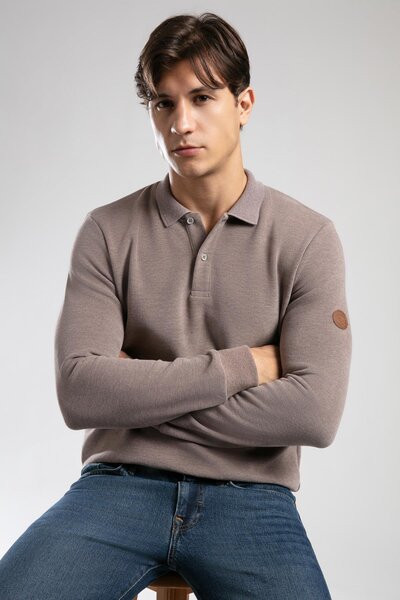 Lee Cooper Newblend Men's Polo Neck Sweatshirt Beige