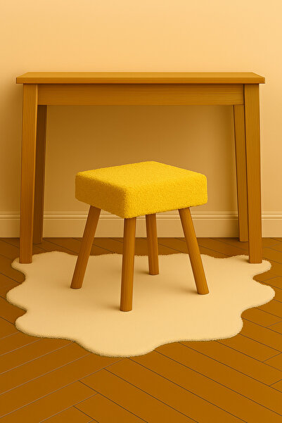 eda hacıoğlu edam bedding group Teddy Kare Puf Bench Ahşap Modern Ayak Dekora...