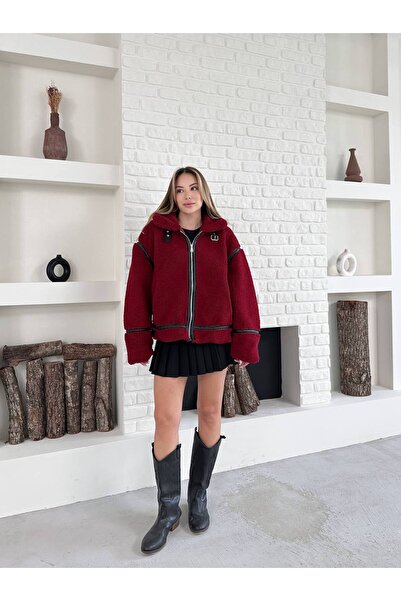 ZF BUTİK Γυναικείο μακρύ βελούδινο παλτό oversize