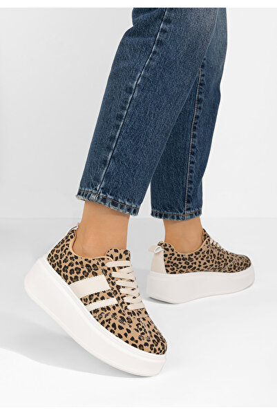 B T Shoes Leopardí dámské tenisky na platformě Lybrada