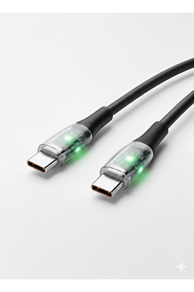 Midkan 66W Type-C to Type-C Hızlı Şarj ve Data Kablosu | LED Işıklı | 1 Metre...